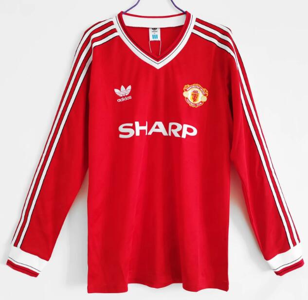 1986 Manchester United Retro Long Sleeve Home Kit Soccer Jersey